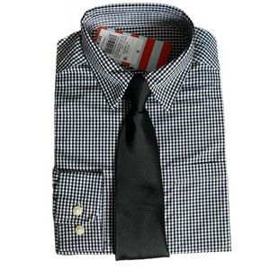 Cat & Jack Boys' Long Sleeve Button-down Shirt with Tie - Checkered Print, Small